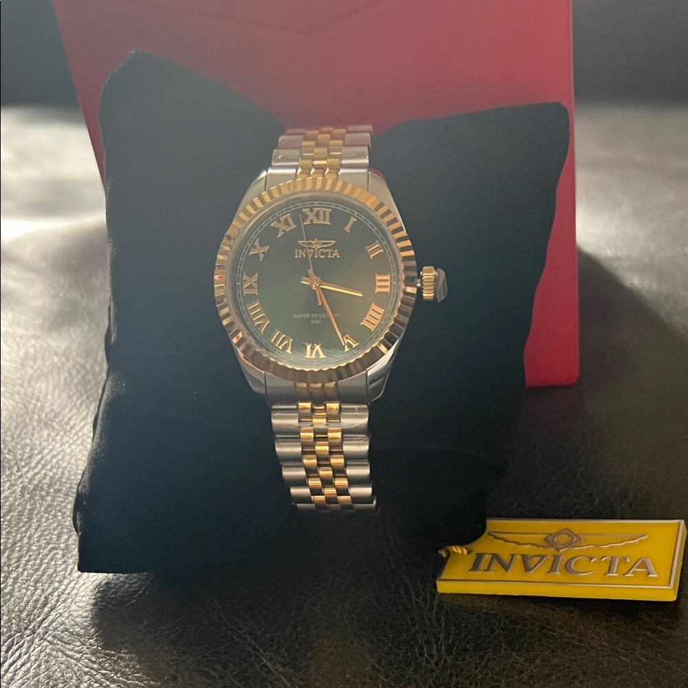 Invicta Brand New Gold and Silver Watch with Green Dial